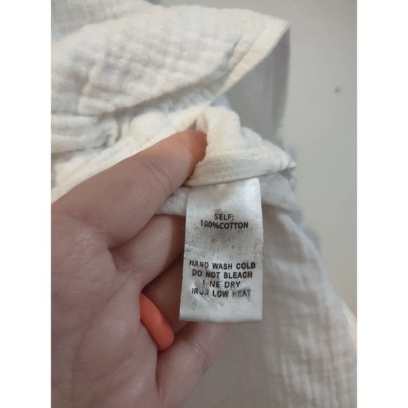 P.Cill Top Gauzy hooded Oversized shirt Size: Large Long Sleeve White Lightweigh - Picture 6 of 7